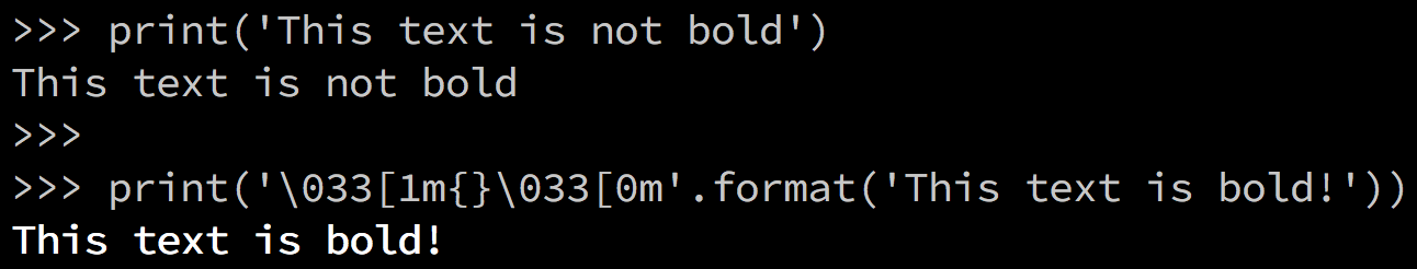 Python terminal printing bold text
